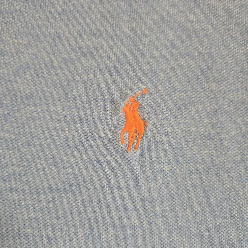 Polo Ralph Lauren Shirt Mens‎ XL Light Blue Short Sleeve Cotton Polo Orange Pony